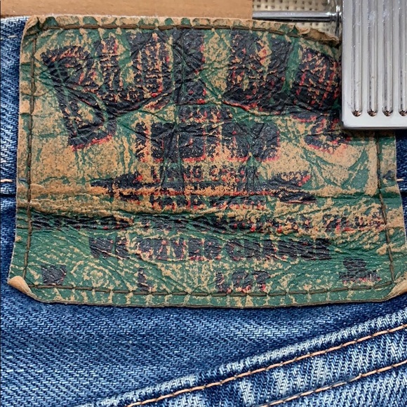 BLUE BLUE Japan rare patch-distressed jeans - Picture 7 of 16